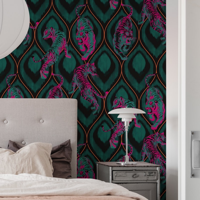 Tiger Spirit - black & teal & pink